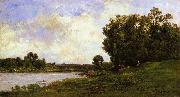 Charles-Francois Daubigny Cattle on the Bank of a River oil on canvas